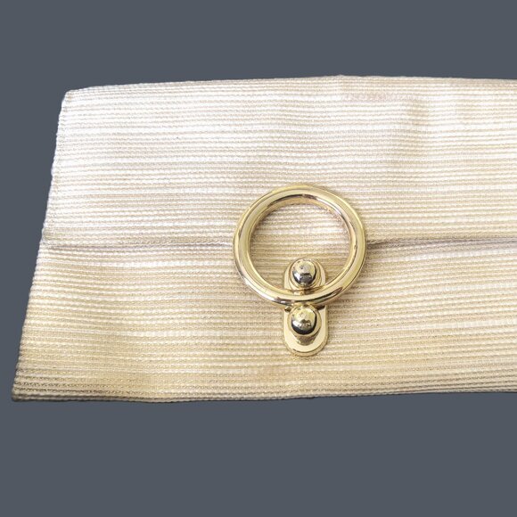 Kate Landry Bone Gold threaded "Silk Slub" Fabric Clutch/Crossbody EUC - Picture 2 of 11